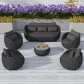 TWT Outdoor Patio Furniture Set-6 Pieces Aluminum Sectional Sofa, Metal Patio by TWT