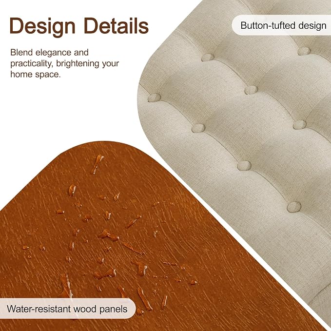 WUTUTUEE 30" Fabric Square Storage Ottoman - Image 4