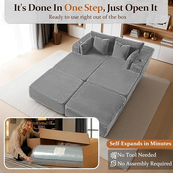 72" Cloud Sectional Couch, Comfort Sleep Sofa - Image 3