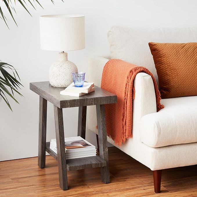 Roundhill Furniture Athens Contemporary Wood Shelf Side Table - Image 2