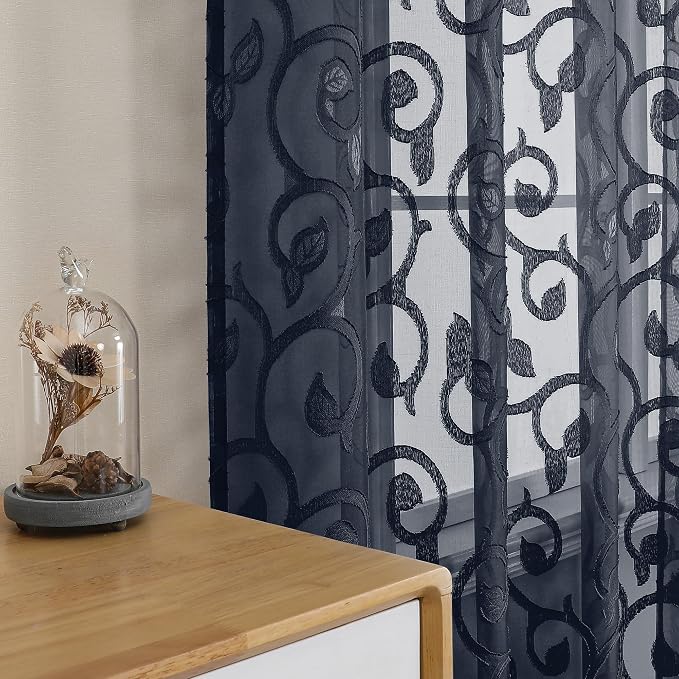 OWENIE Furman Sheer Curtains 54 Inch Length 2 Panels Set - Image 3