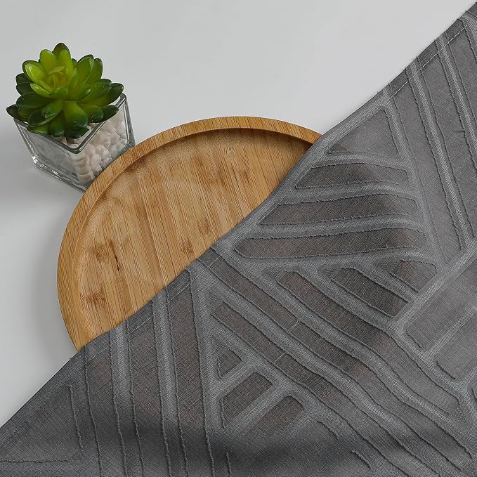 Simplebrand Semi Sheer Charcoal Grey Curtains 96 Inches Long 2 Panels, Light - Image 7