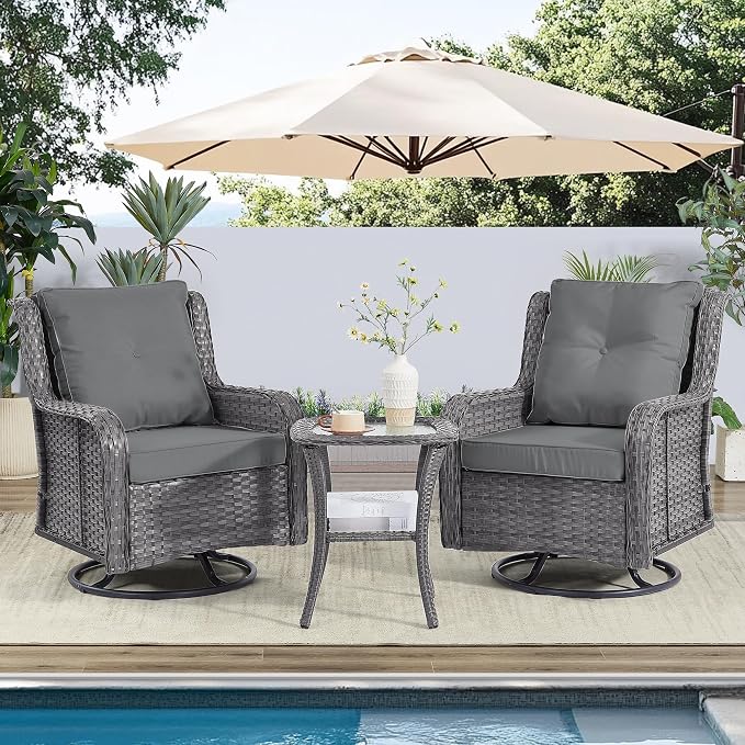 Wumiokio Patio Furniture Sets, 3 Pieces Wicker Outdoor Furniture - Image 2