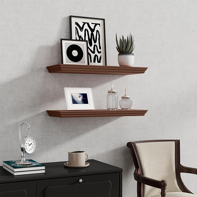 Fun Memories Floating Shelves 24 Inch Long, 9.3 Inch Deep Classic Crown Molding - Image 7