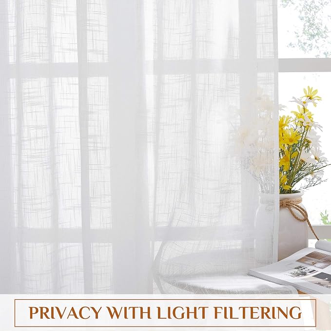 NICETOWN White Sheer Linen Curtains - Image 6