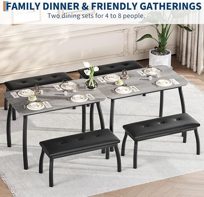 Dining Table for 4, 3-Piece Kitchen Table Set for 4 - Image 5
