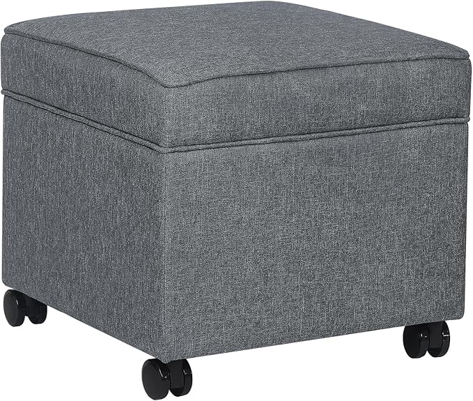 Adeco 17.5" Square Fabric Ottoman by Adeco