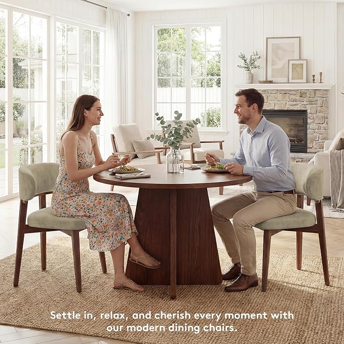 Dining Chairs Set of 2, Modern Upholstered Dining Chairs, Wooden Kitchen Chairs - Image 3