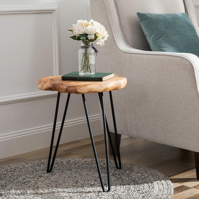 Greenage Cedar Roots Live Edge Side Table 12" x 13.5" x 17.4" Height Natural by Organicwooddesignsexudingvitality