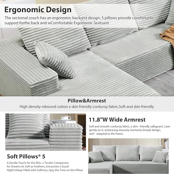 107.5" Cloud Sectional Couch - Image 6