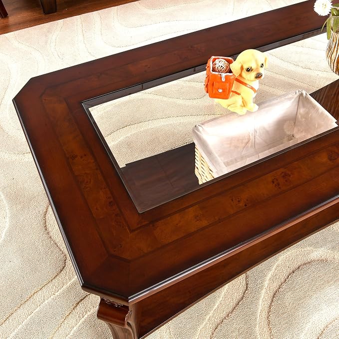 LEEMTORIG Vintage Glass Top Coffee Table - Image 5