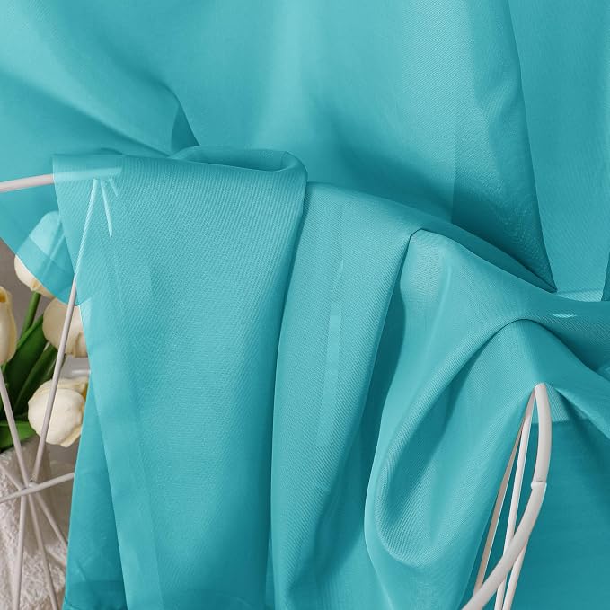 Aiyufeng Turquoise Sheer Curtains 96 Inches Long 2 Panels Set, Light Filtering - Image 6