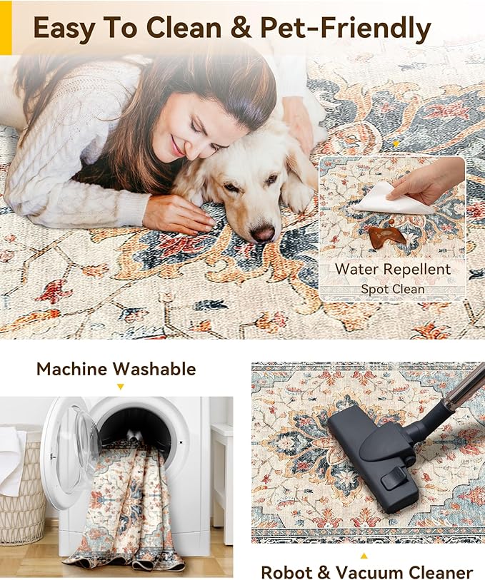 RELEANY Area Rugs 2'x7' Runner Rug Non Slip Washable - Image 4