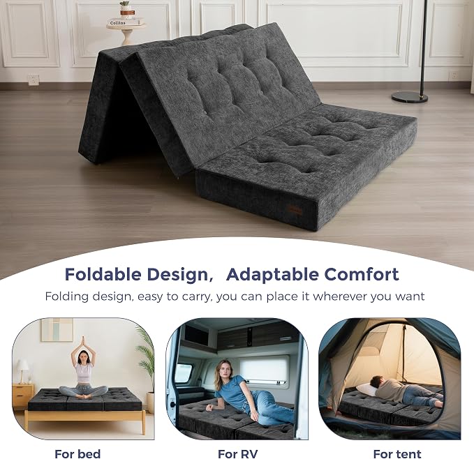 MAXYOYO 6" Folding Sofa Bed for Floor, Tufted Tri-Fold Floor Mattress - Image 9