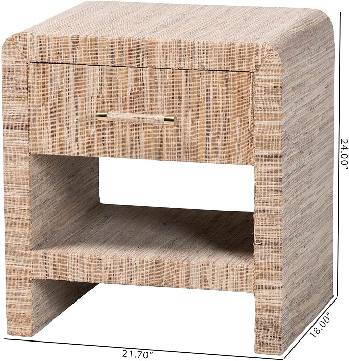Bali & pari Callan Bohemian Woven Natural Grasscloth 1-Drawer Nightstand - Image 3
