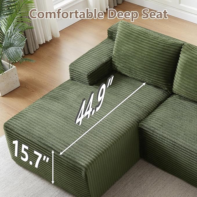 96" Cloud Sectional Couch U-Shaped Chaise - Image 7