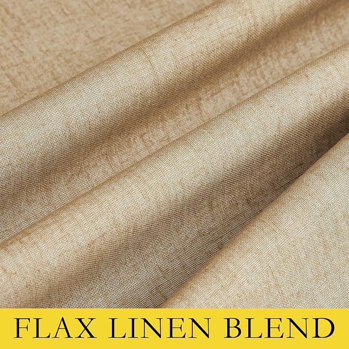 NICETOWN 100% Blackout Camel Linen Curtains 102 inches Length - Image 7