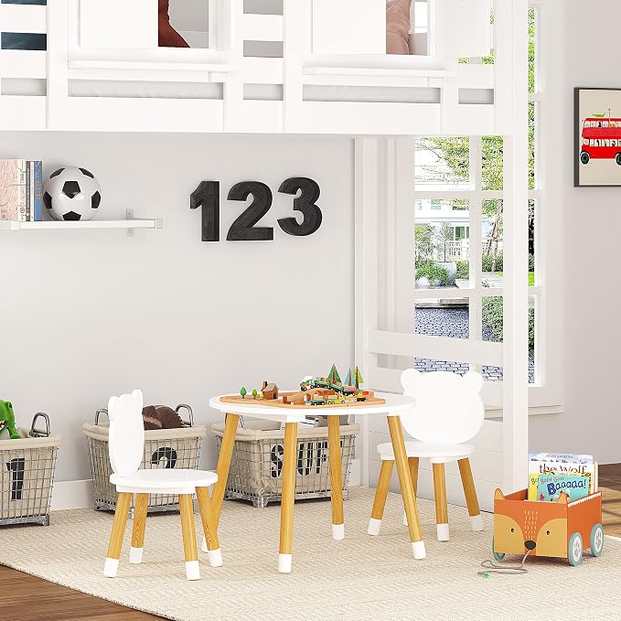UTEX Kids Wood Table and Chair Set, Kids Play Table - Image 6
