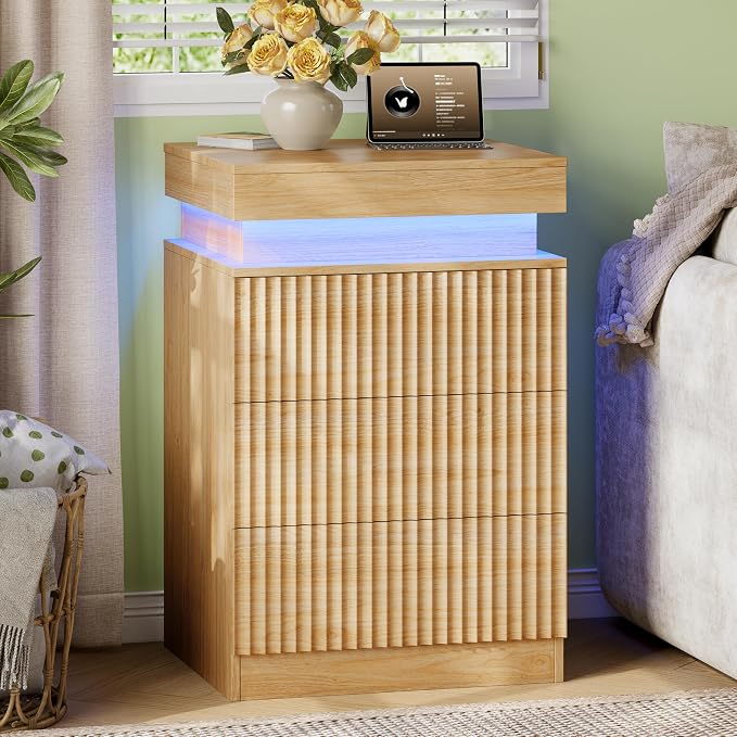 Xixini Fluted Nightstand Set of 2, Night Stand - Image 9