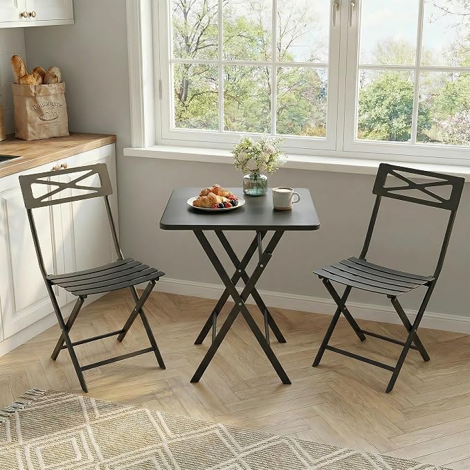 GarveeLife 3 Piece Outdoor Bistro Set, All Metal Patio Table and Chairs Set - Image 5