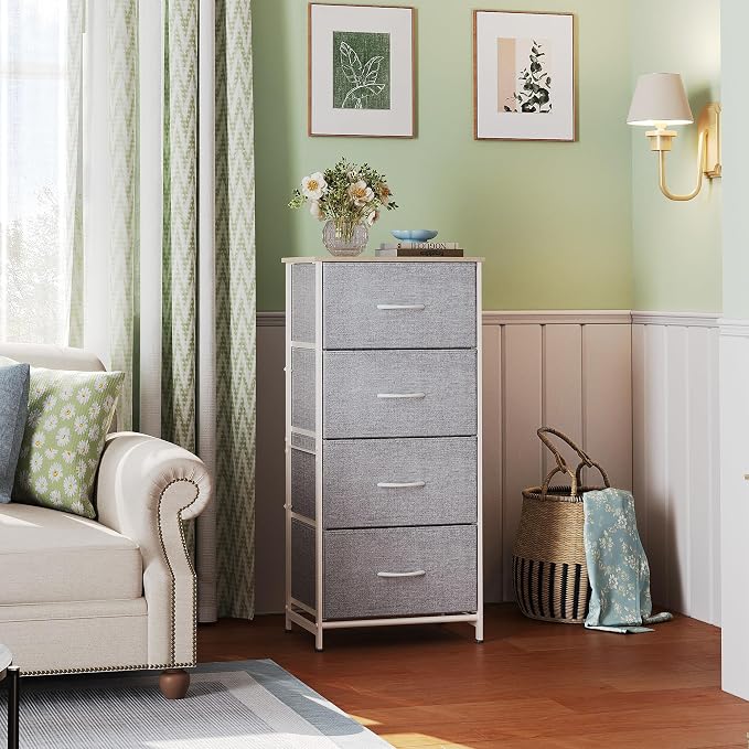WLIVE 4 Drawers Dresser for Bedroom, Light Grey Fabric Clothes Storage - Image 2