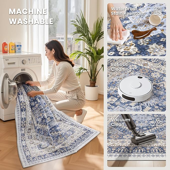 zesthome 8x12 Area Rugs, Stain Resistant Washable Rug, Ultra-Thin Rugs - Image 5