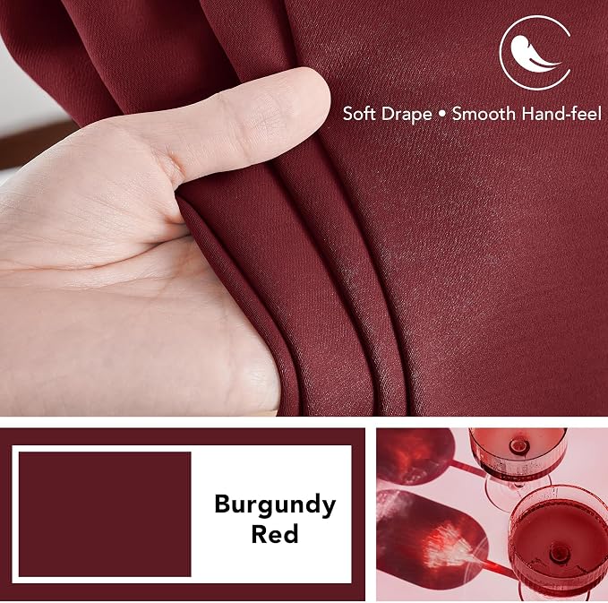 Deconovo Blackout Curtains, Thermal Insulated, W52 x L108 2 Panels, Back Tab - Image 7