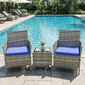 GarveeHome 3-Piece Patio Bistro Set, PE Rattan Outdoor Conversation Furniture by GarveeHome