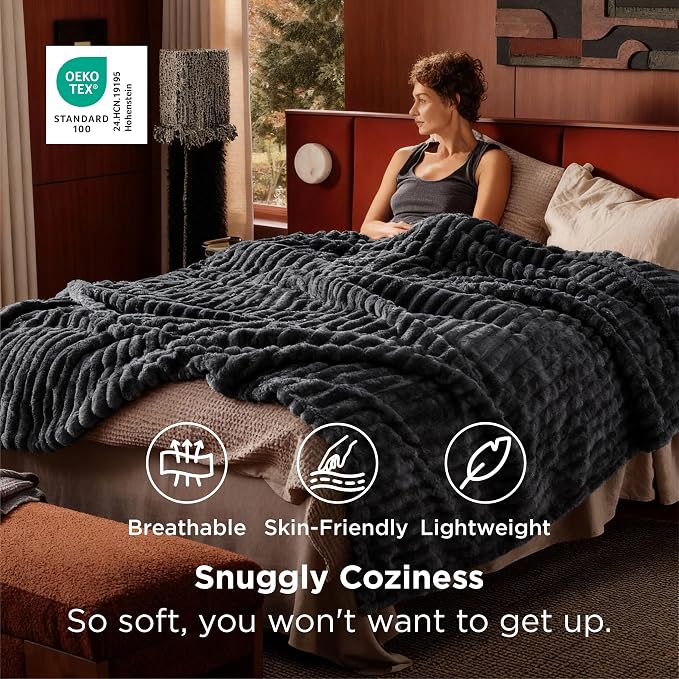 Bedsure GentleSoft Grey Full Blanket - Image 2