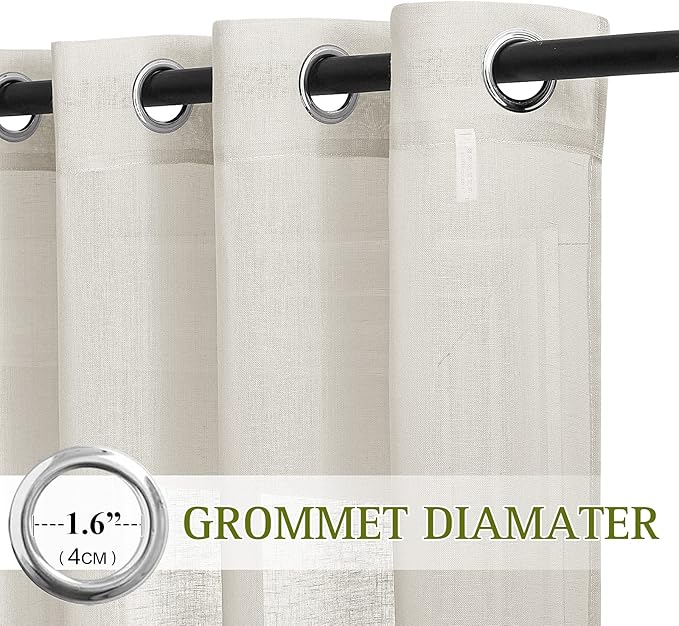NICETOWN Natural Linen Sheer Curtains 120 inches Long, Privacy Chic Semi Sheer - Image 3