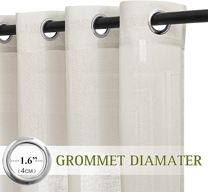 NICETOWN Linen Sheer Curtains 63 inch Length - Image 2