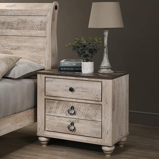 Roundhill Furniture Imerland Contemporary White-wash Finished 5-Piece Sleigh - Image 12