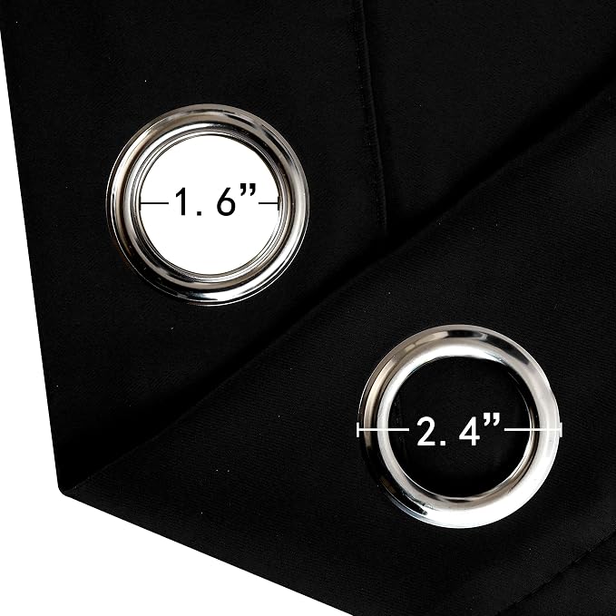 LEMOMO Black Blackout Curtains/38 x 54 Inch/Set of Two Panels Grommet Living - Image 8