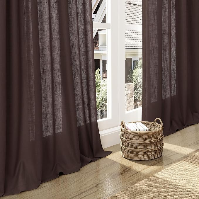 Nanspring Coffee Linen Boho Curtains - Image 6