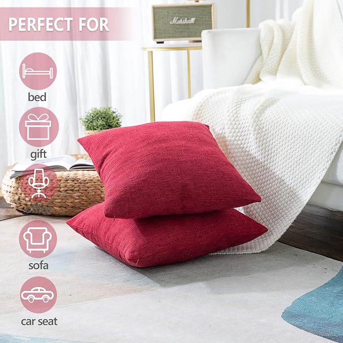 Stellhome Christmas Decorative Burlap Throw Pillow Covers Square Solid - Image 4