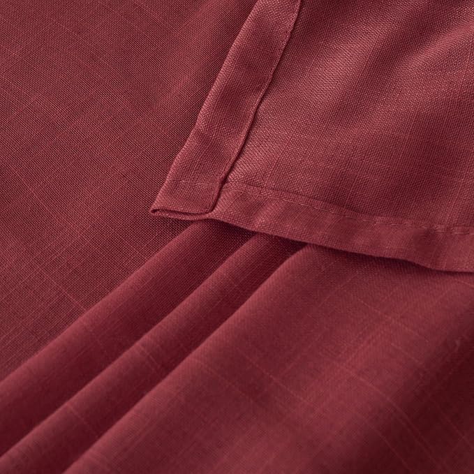 BGment Burgundy Linen Kitchen Curtains 40 Inch Length, Short Semi Sheer Drapes - Image 8