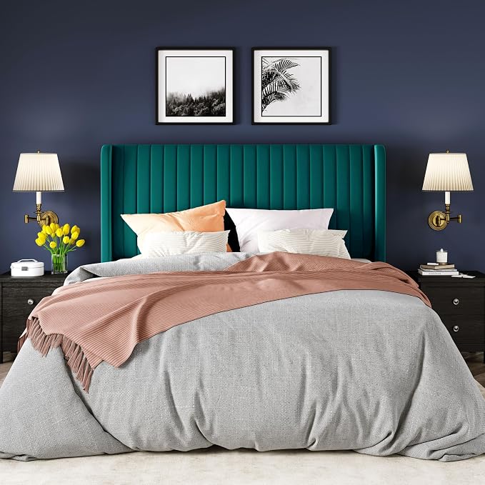 Allewie Full Size Bed Frame/Velvet Upholstered Platform Bed/Vertical Channel - Image 3