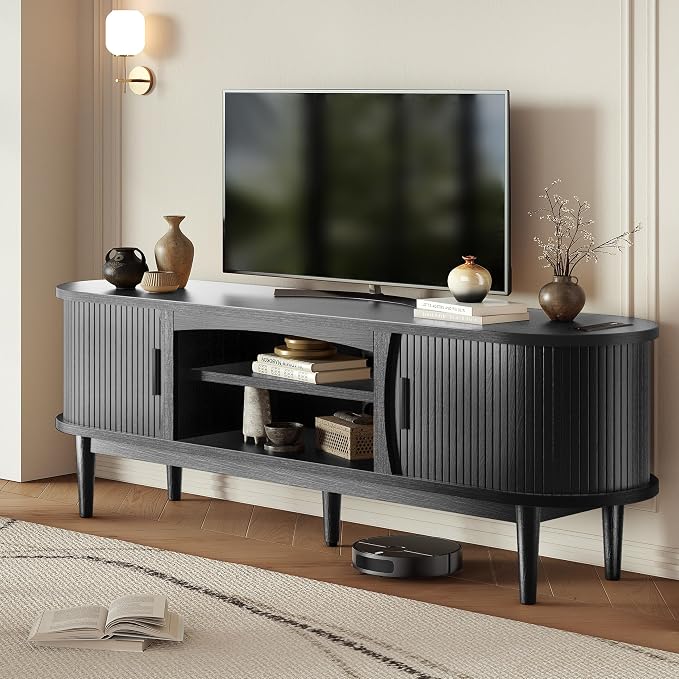 Decofy Mid Century TV Stand for TVs up to 70 Inches, Entertainment Center - Image 7