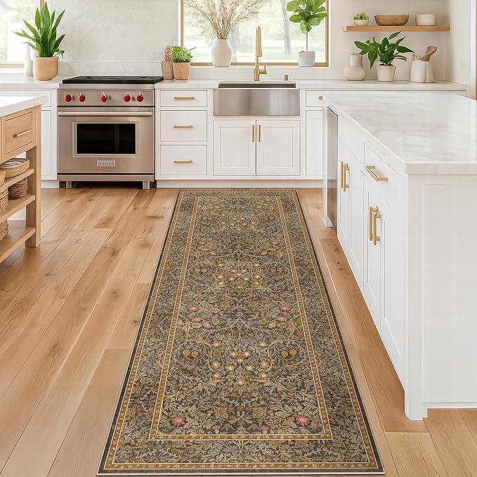 Hazo Haus Non Slip 2x7 Gold Brown Runner Rugs - Image 3