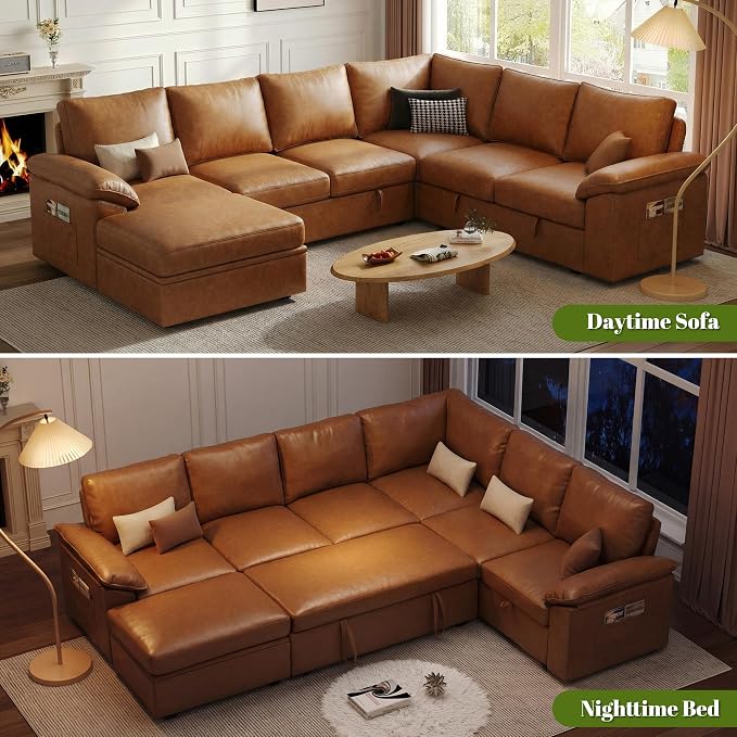 108 Inch Faux Leather Modular Sectional Sofa - Image 4