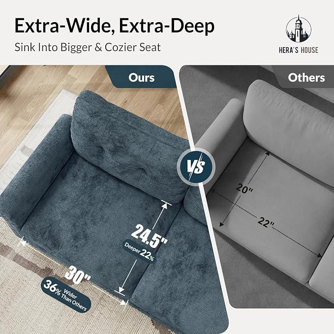 HERA'S HOUSE 73.2" Mid-Century Modern Loveseat, Oversized Sectional Couch - Image 3