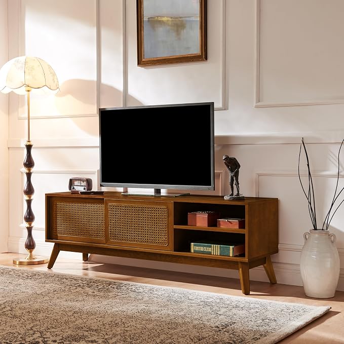LKTART Mid Century Modern Rattan TV Stand - Image 8