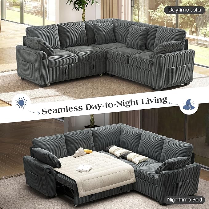 Ihanherry 83-inch 5-Seater Large Sectional Sofa Bed - Image 3