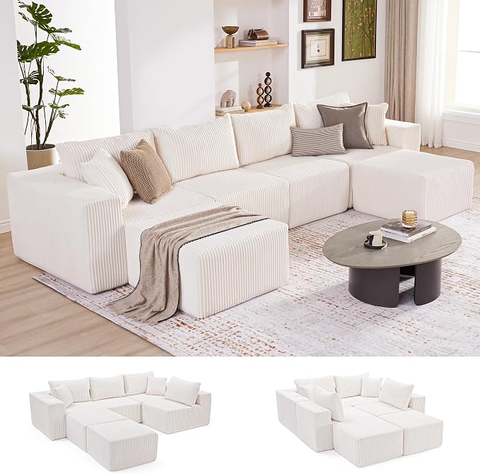 Weture 135.4" Cloud Couch Sectional, Modular Sectional Sofa by Weture
