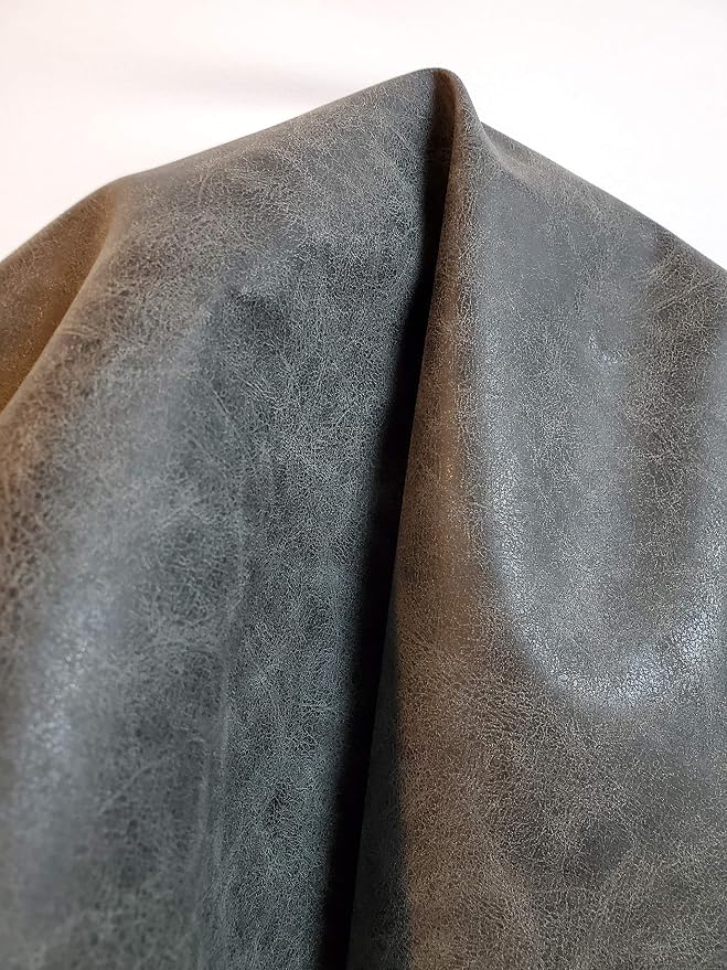 NAT Leathers | Gray Distressed 2 Tone Oily Faux Vegan Leather PU | 2 Yard Cut by NATLeathers