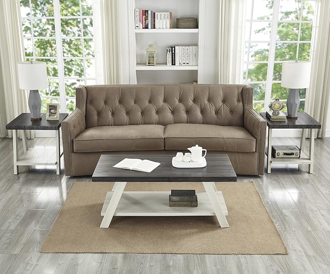 Roundhill Furniture Athens Contemporary 3-Piece Wood Shelf Coffee Table Set - Image 2