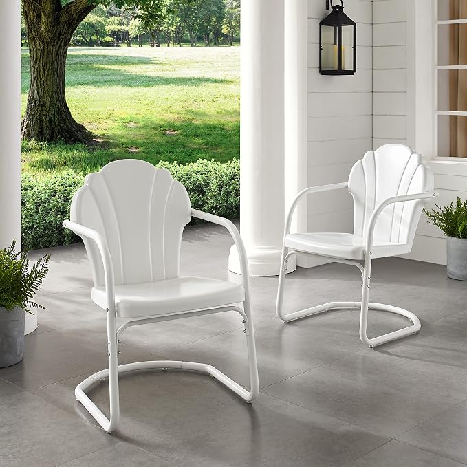 Crosley Furniture Tulip 2-Piece Outdoor Chair Set, Retro Metal Patio Chairs - Image 7
