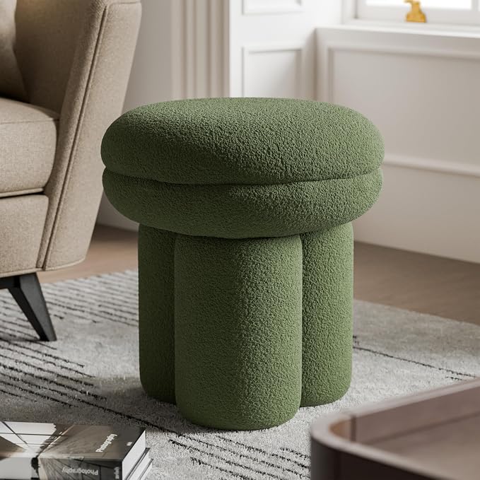 Furniture of America Rami Modern 18-inch Mushroom-Shape Upholstered Ottoman by FurnitureofAmerica