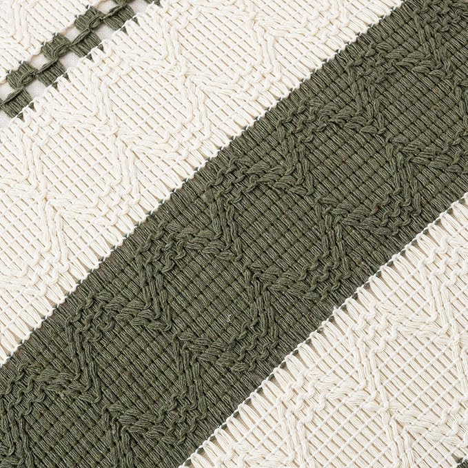 Fancy Homi Set of 1 Boho Olive Green Decorative Throw Pillow Cover 18x18 Inch - Image 4