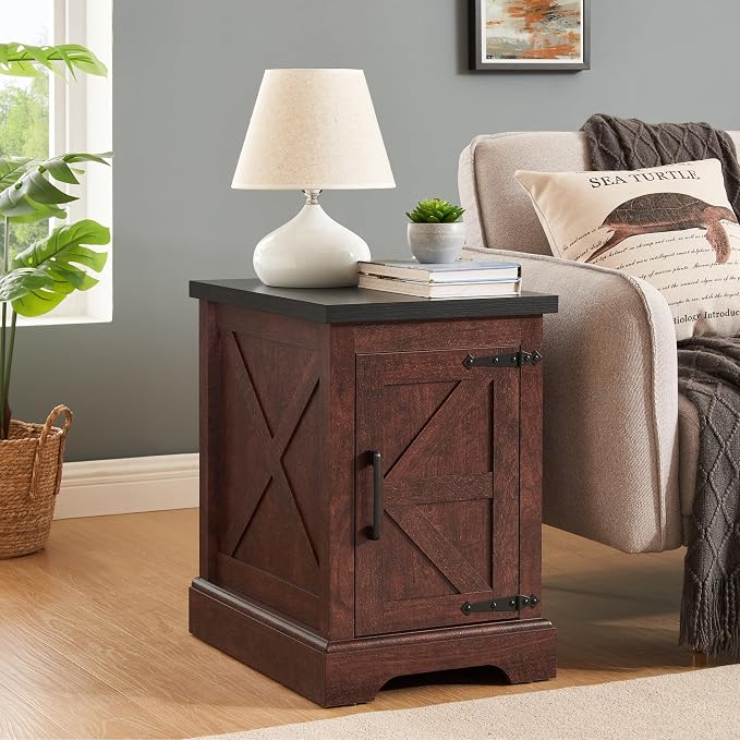 24" H Farmhouse End Table, Rustic Wood Sofa Side Table - Image 8